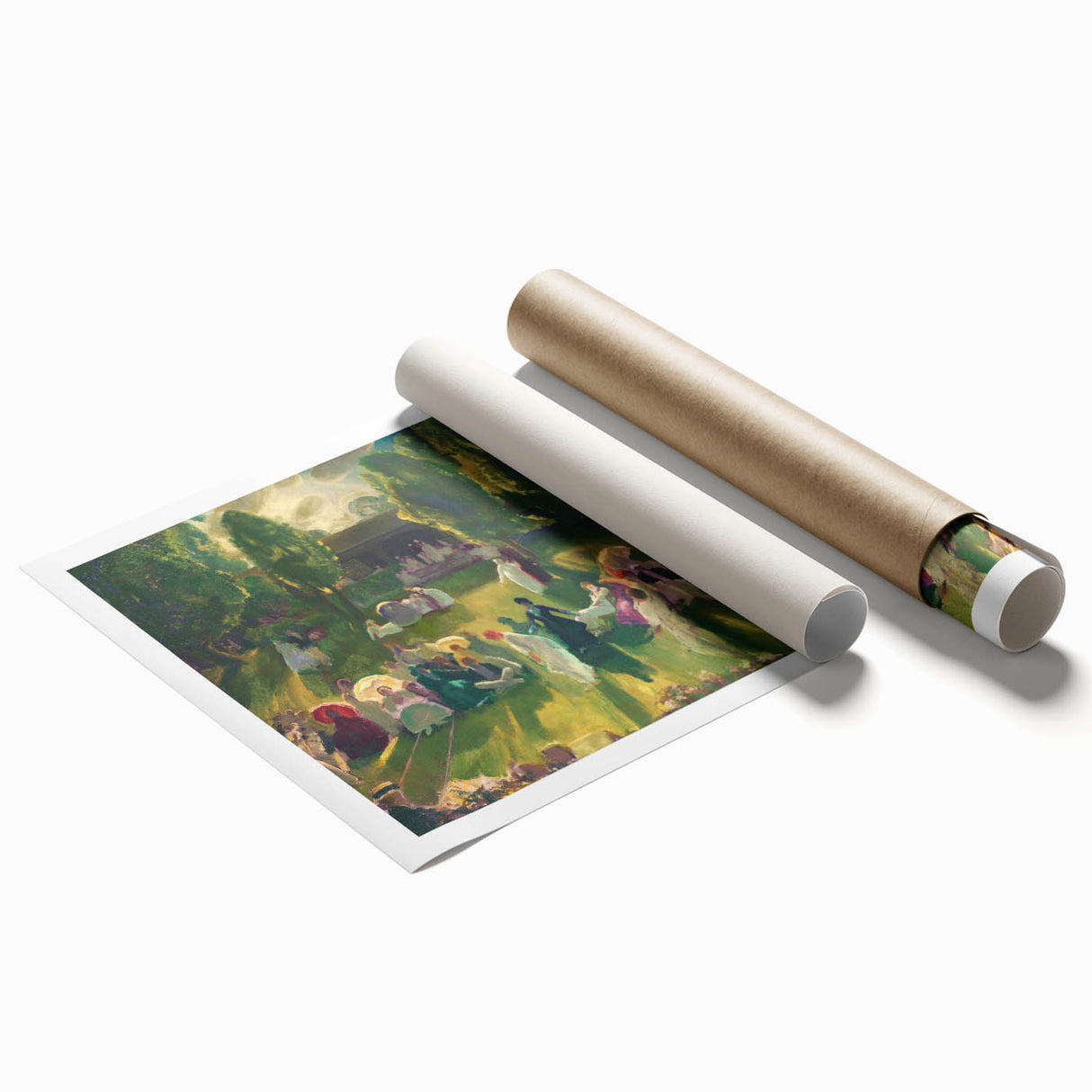 Impressionist Landscape with Tennis Scene - Vibrant Impressionism Wall Art