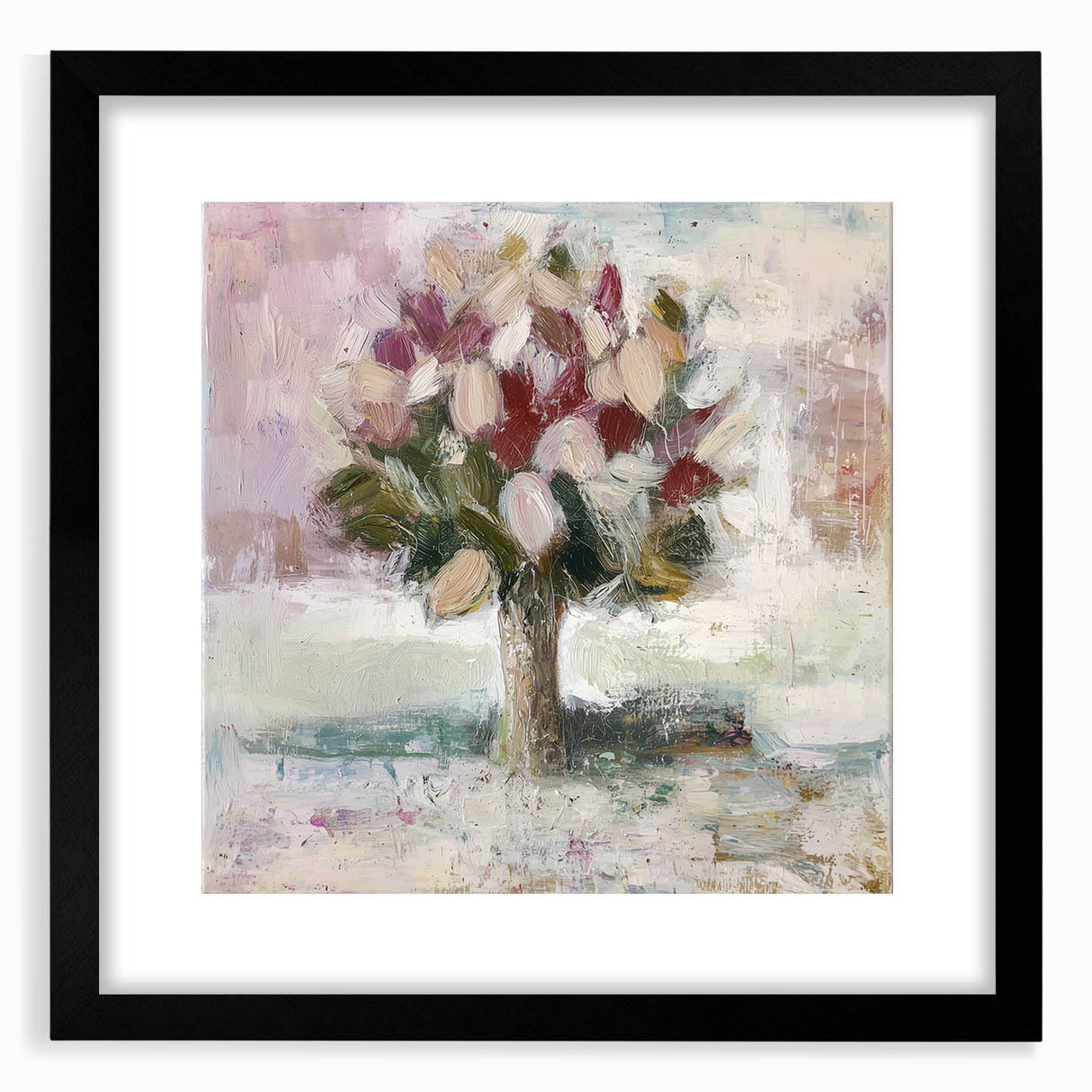 Soft Pastel Abstract Tree - Modern Living Room Wall Art