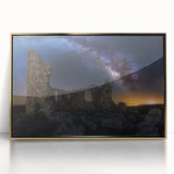 Framed acrylic landscape artwork showcasing a majestic castle surrounded by lush greenery, elegantly set in a gold frame, ideal for enhancing interior decor.