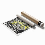 Dynamic Expressionist Dancers - Bold Yellow and Black Canvas Print