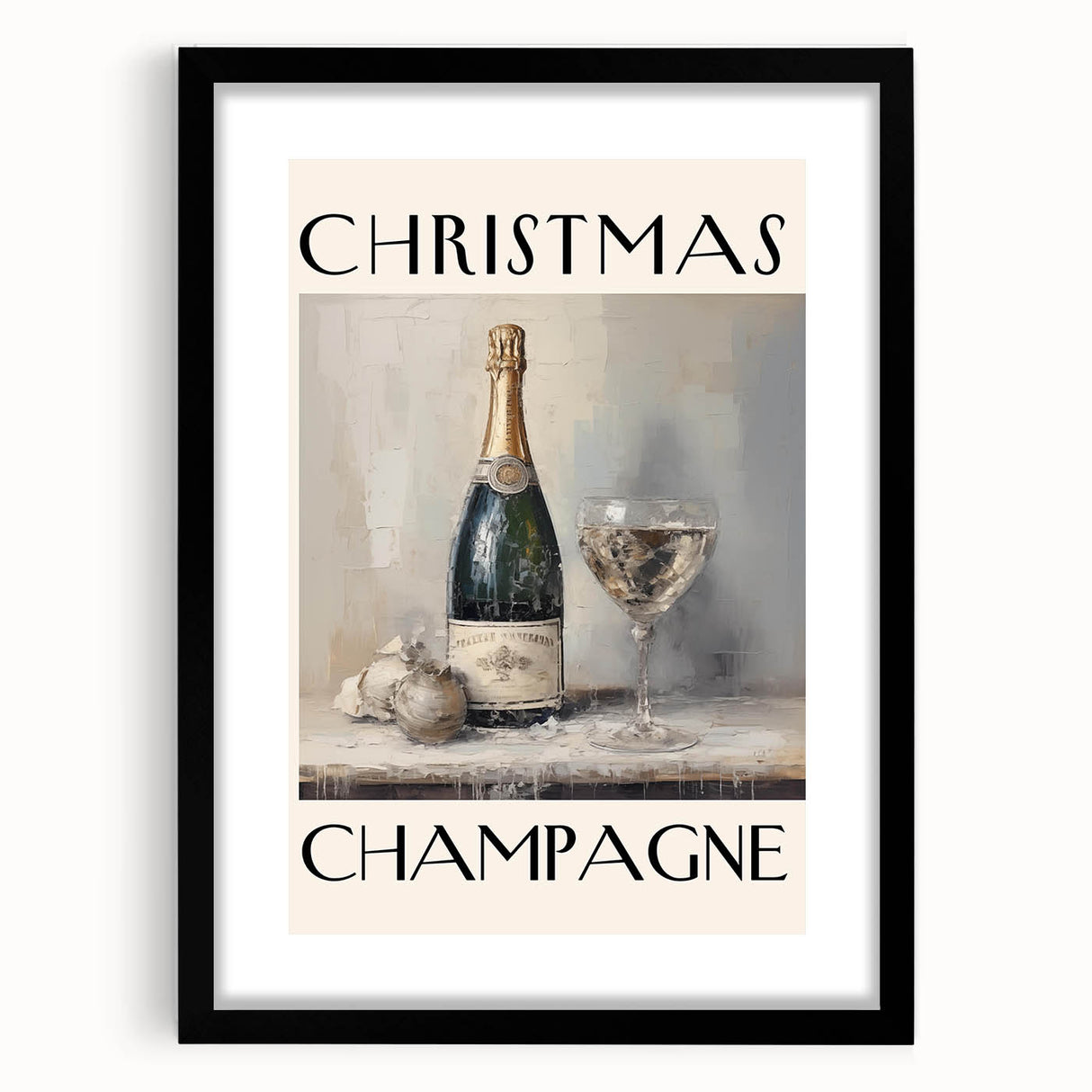 Classic Christmas Champagne Celebration Wall Art - Christmas Canvas Art
