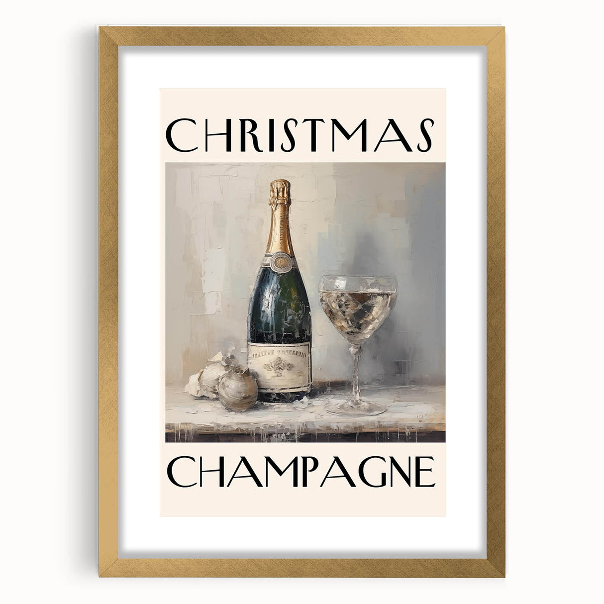 Classic Christmas Champagne Celebration Wall Art - Christmas Canvas Art