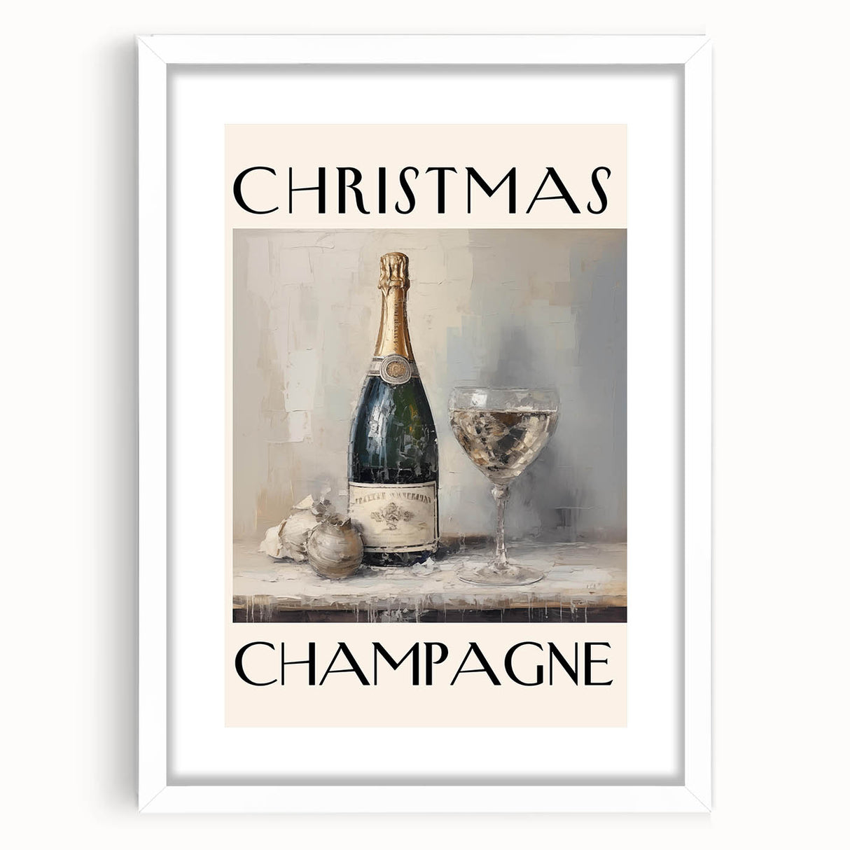 Classic Christmas Champagne Celebration Wall Art - Christmas Canvas Art