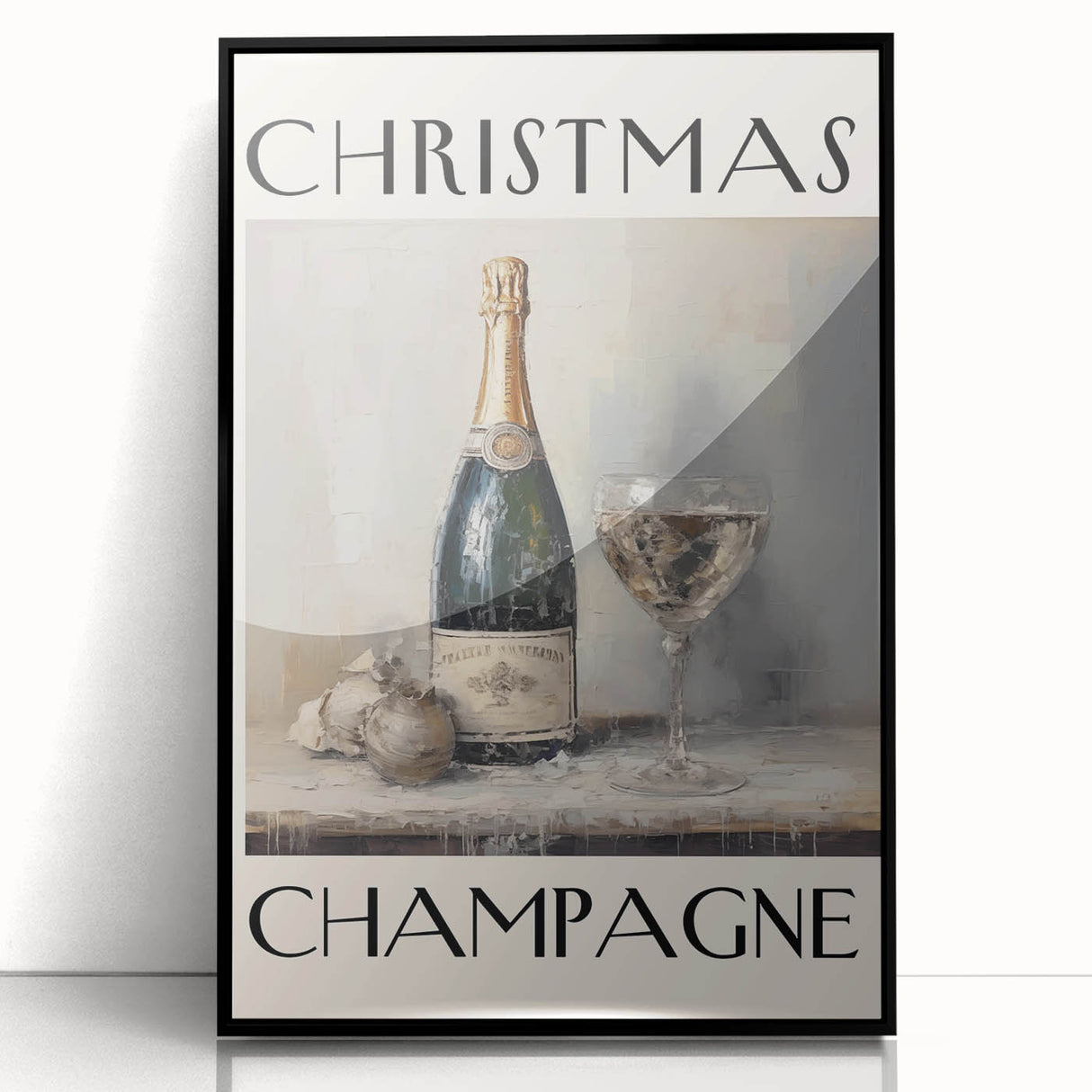Classic Christmas Champagne Celebration Wall Art - Christmas Canvas Art