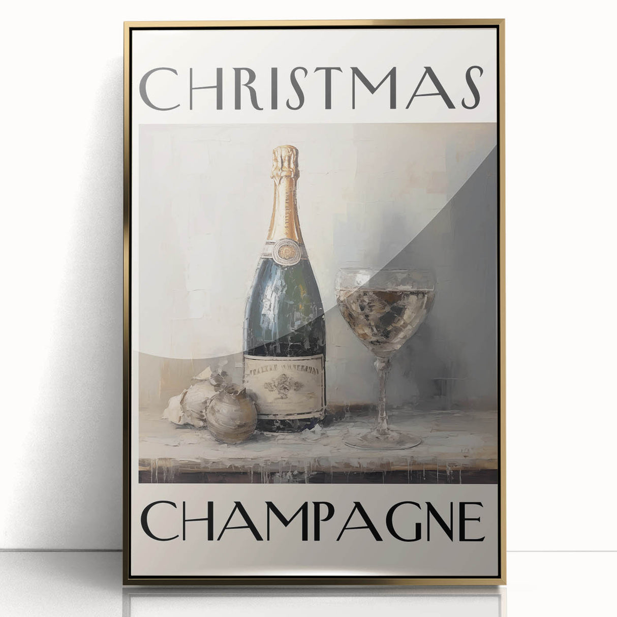 Classic Christmas Champagne Celebration Wall Art - Christmas Canvas Art