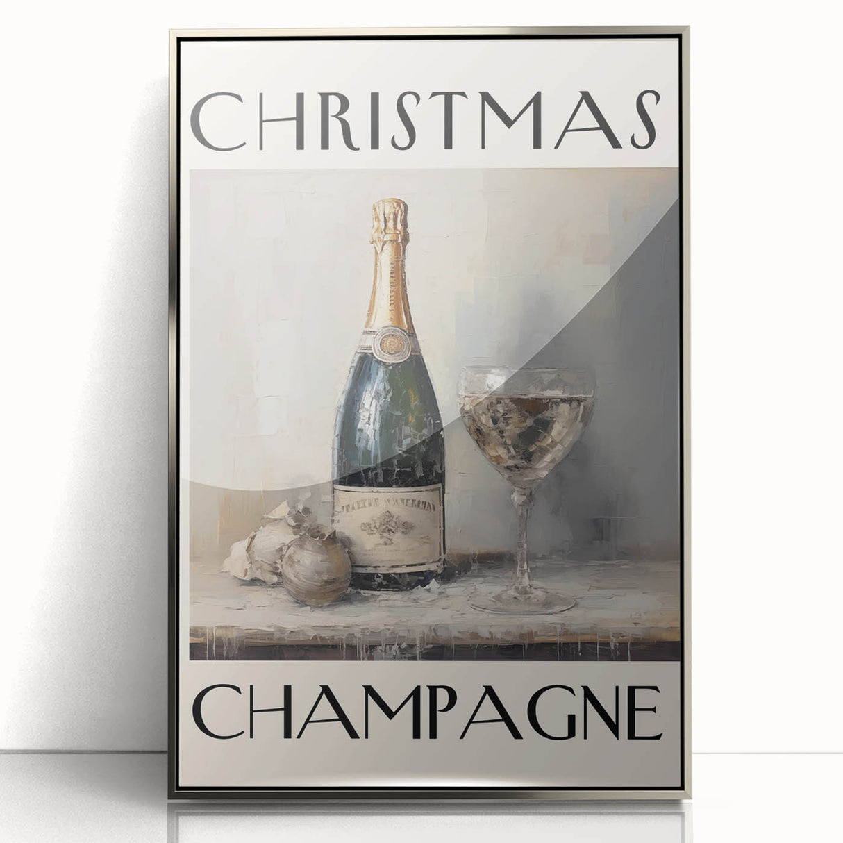 Classic Christmas Champagne Celebration Wall Art - Christmas Canvas Art