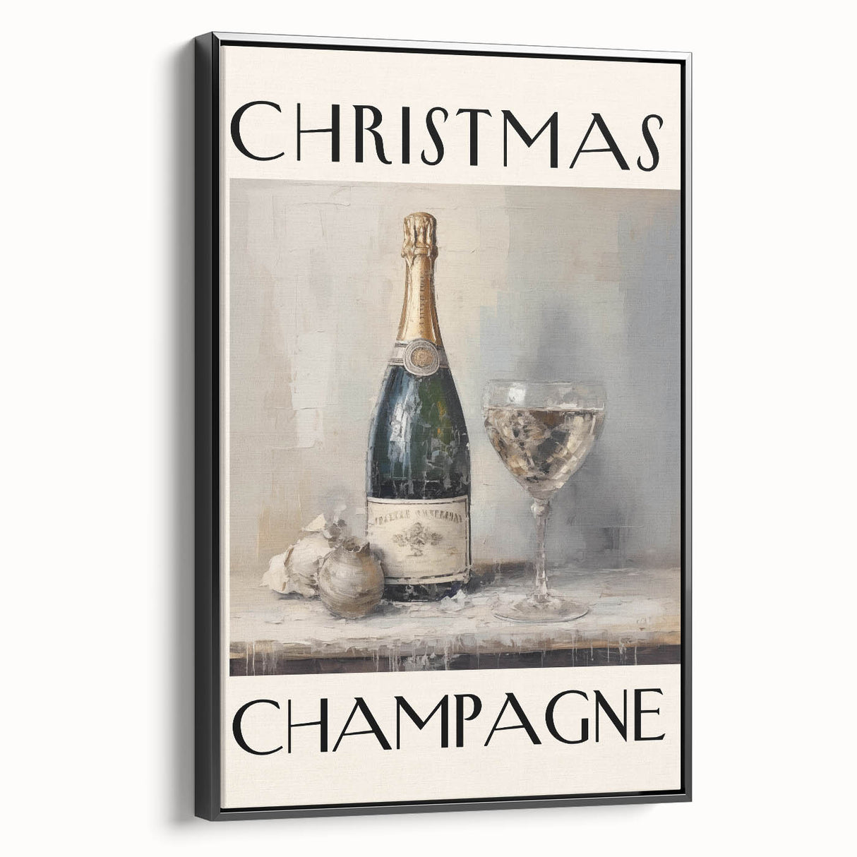 Classic Christmas Champagne Celebration Wall Art - Christmas Canvas Art