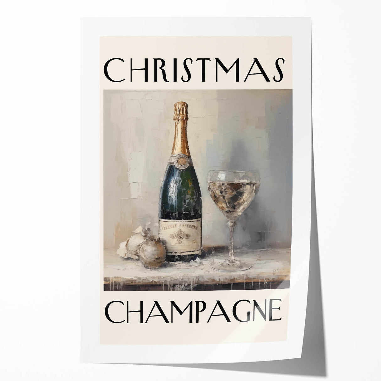 Classic Christmas Champagne Celebration Wall Art - Christmas Canvas Art