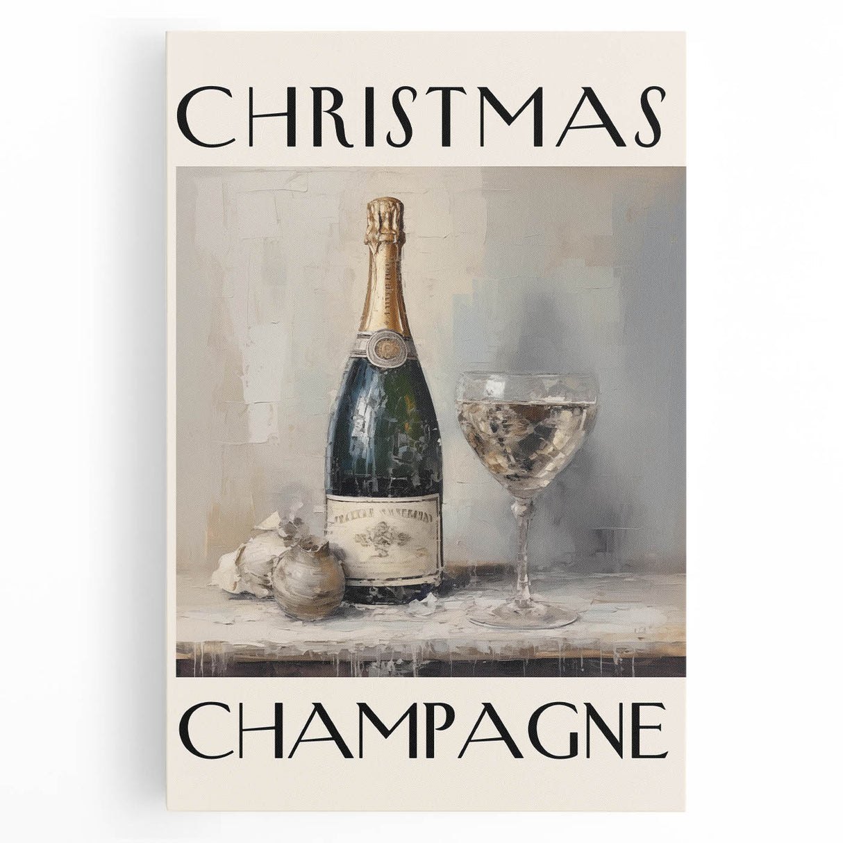 Classic Christmas Champagne Celebration Wall Art - Christmas Canvas Art