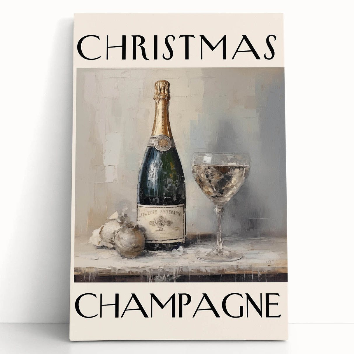 Classic Christmas Champagne Celebration Wall Art - Christmas Canvas Art
