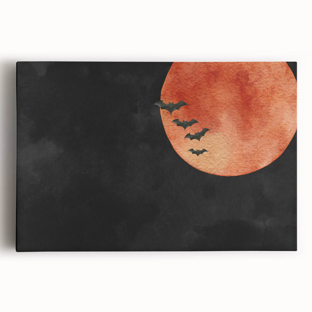 Spooky Wall Art - Blood Moon and Bats Watercolor Print