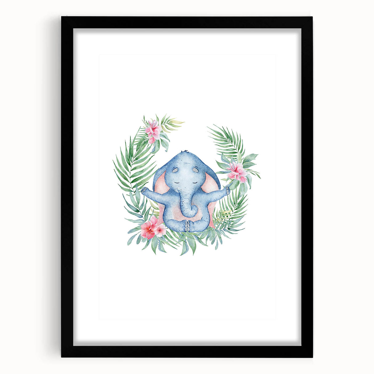 Personalized Kids Art – Meditative Elephant Nursery Wall Decor