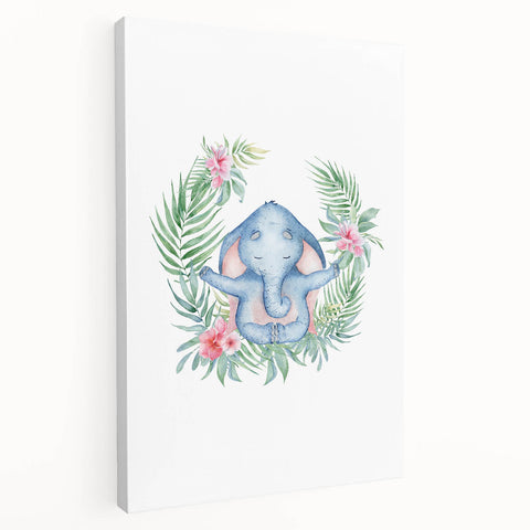 Personalized Kids Art – Meditative Elephant Nursery Wall Decor