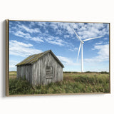 Landscape barn art canvas in a gold frame, showcasing rustic charm with warm tones and intricate details, perfect for enhancing home decor aesthetics.