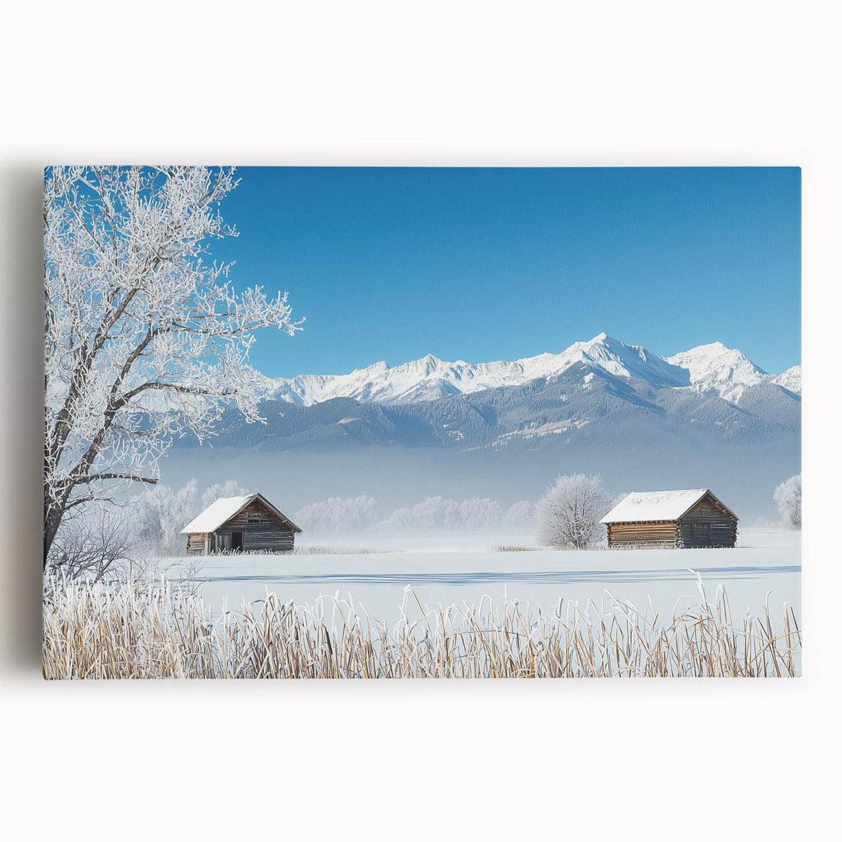 Lush green fields stretch under a bright blue sky in this vibrant landscape canvas art, perfect for adding a touch of nature to any room decor.