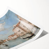 Vibrant rolled print of a serene landscape featuring lush greenery and a tranquil river, elegantly packaged in a durable cardboard tube for safe transport. Ideal for home decor enthusiasts seeking nature-inspired art.