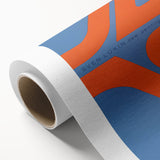 Modern Wall Art Print - Bold Abstract Shapes in Blue and Orange - Retro Decor