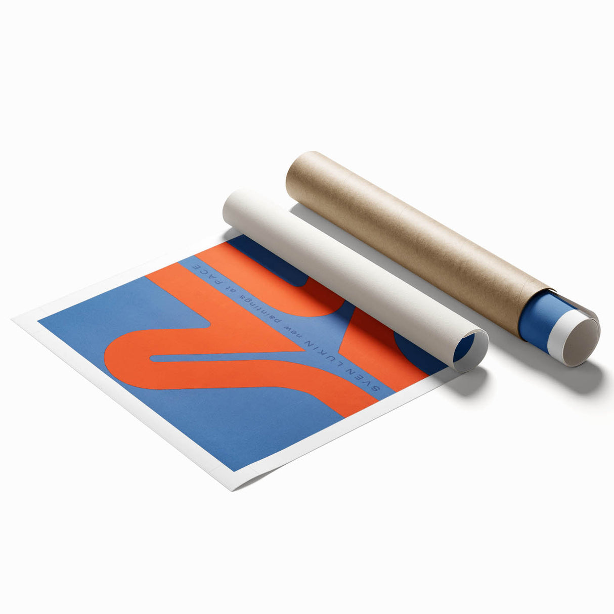 Modern Wall Art Print - Bold Abstract Shapes in Blue and Orange - Retro Decor