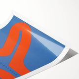 Modern Wall Art Print - Bold Abstract Shapes in Blue and Orange - Retro Decor