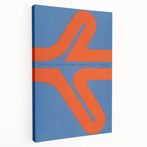 Modern Wall Art Print - Bold Abstract Shapes in Blue and Orange - Retro Decor