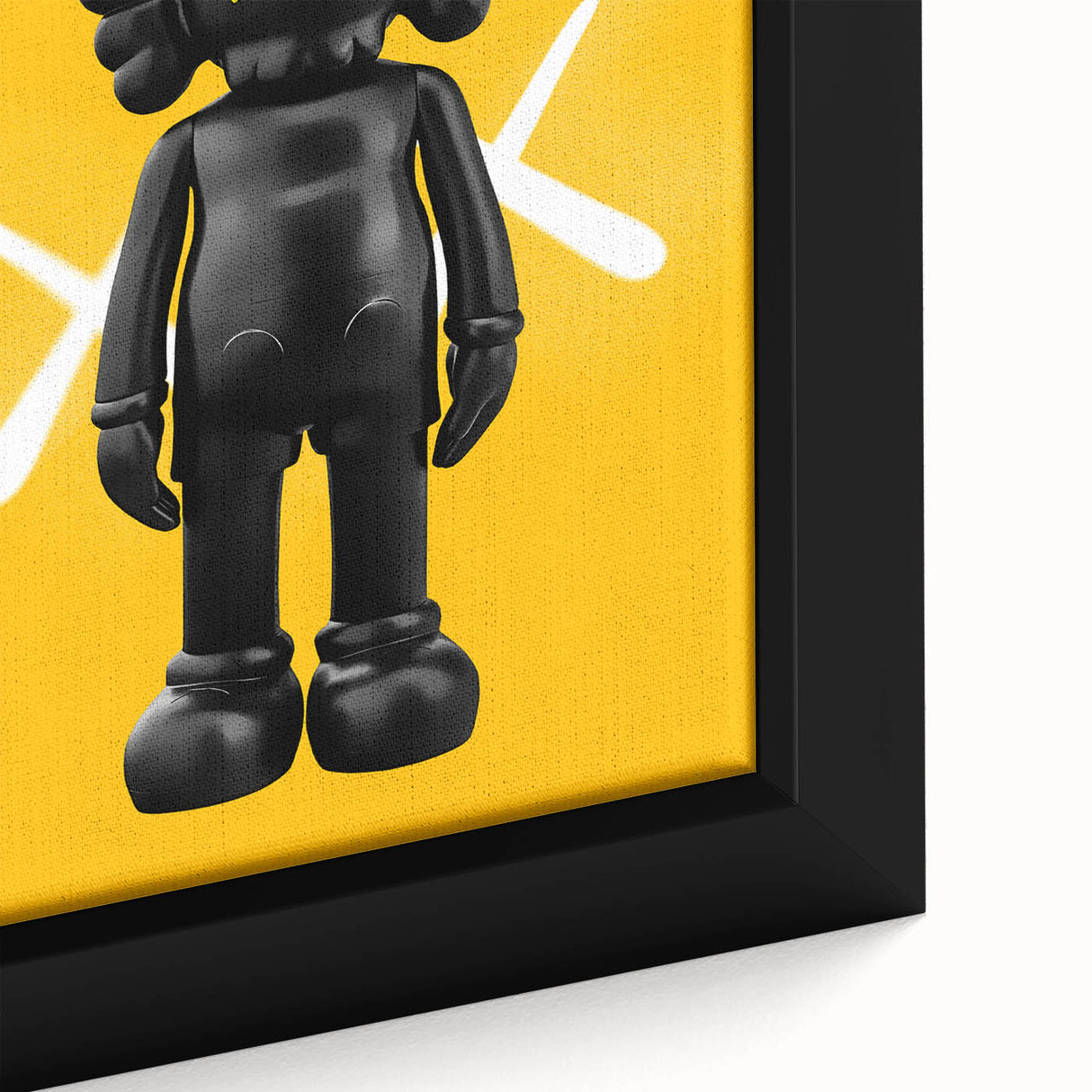 Unique Pop Art Wall Art – Vibrant KAWS-Inspired Figure on Yellow Background