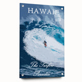 Retro Hawaii Surfer Poster – Vintage Surfing Paradise Art