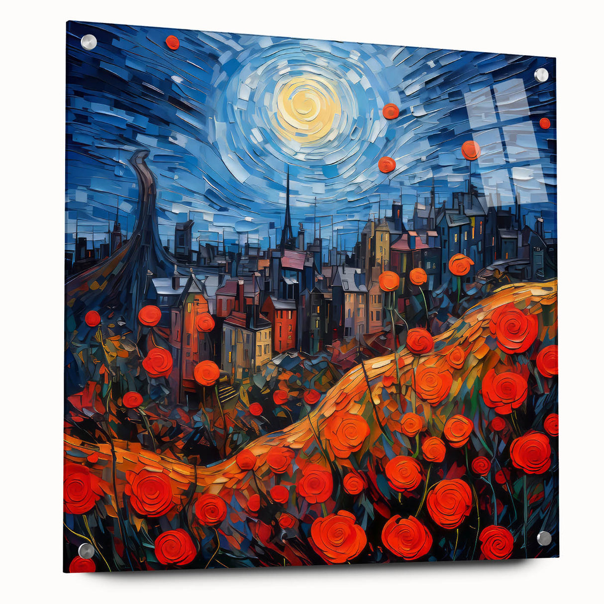 Acrylic print of Parisian scenery with soft pastel hues, ideal for dining room art.