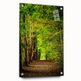 Large abstract wall art depicting spring themes in soft green and yellow tones.