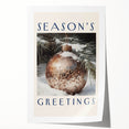 Winter-themed floral art on a rolled canvas, featuring muted blue and white tones.