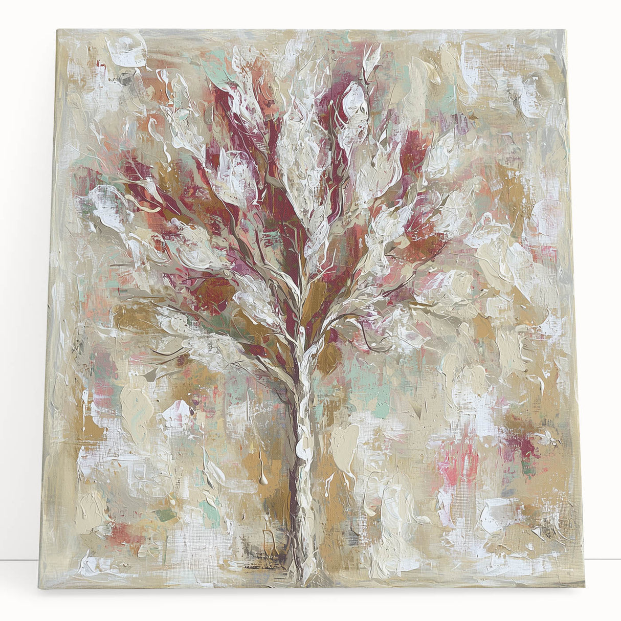 Textured Abstract Tree - Modern Living Room Wall Art on Canvas