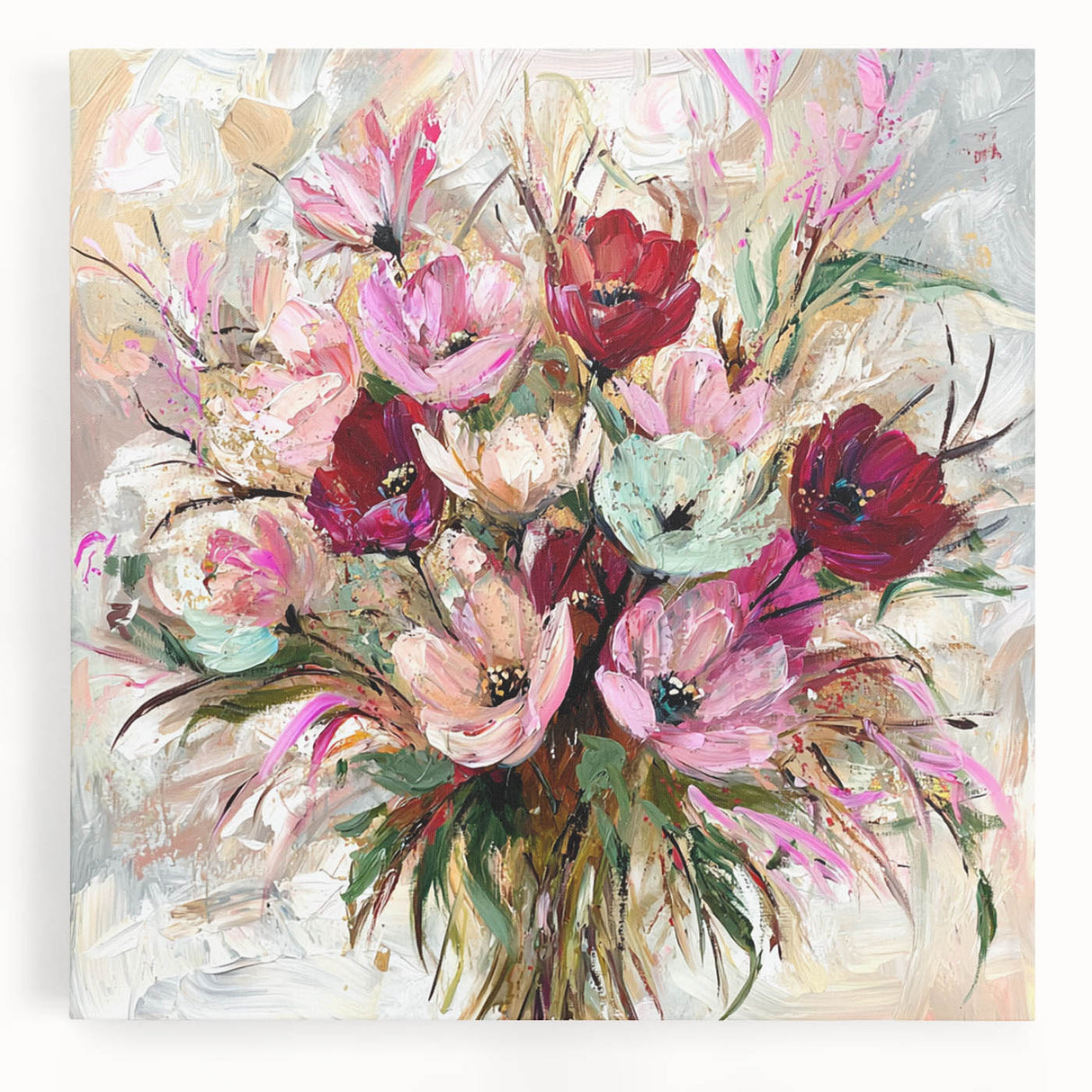 Vibrant Floral Bouquet - Modern Living Room Wall Art