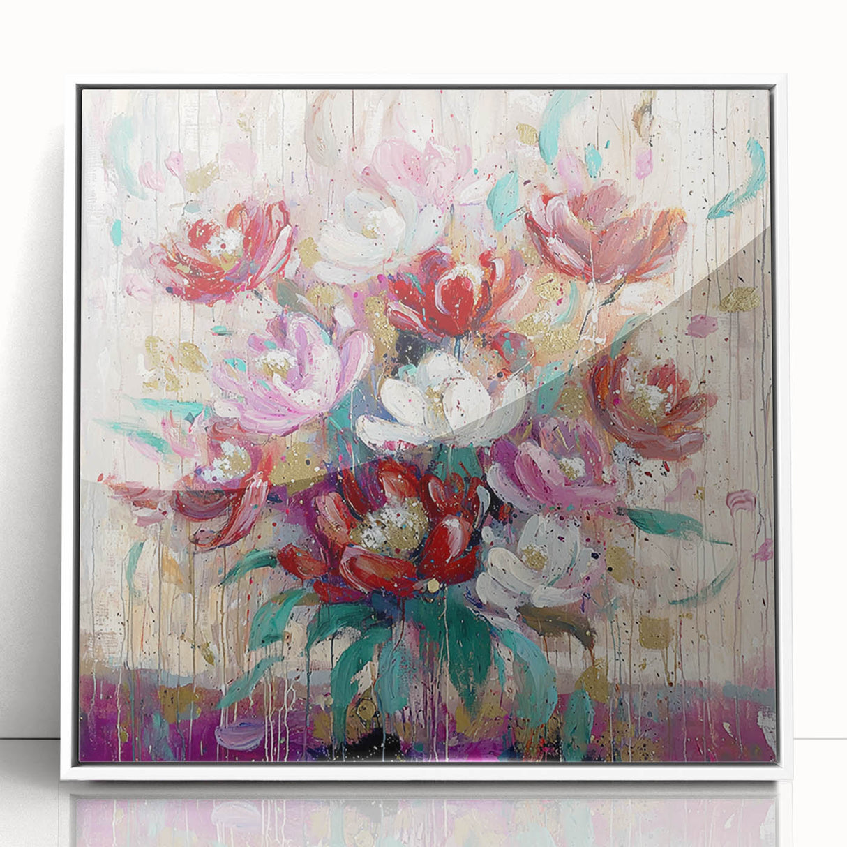 Bold Floral Elegance - Modern Living Room Wall Art on Canvas