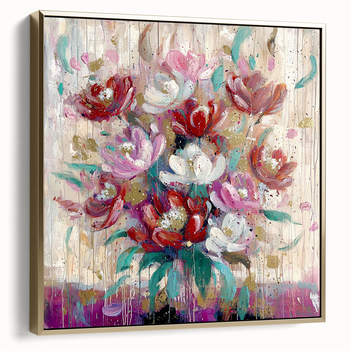 Bold Floral Elegance - Modern Living Room Wall Art on Canvas