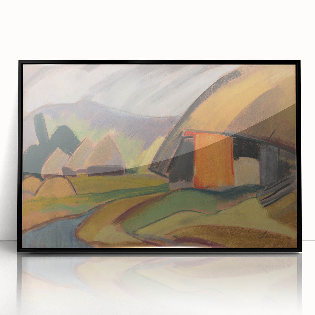 By the Village" Abstract Modern Art - Minimalist Wall Decor