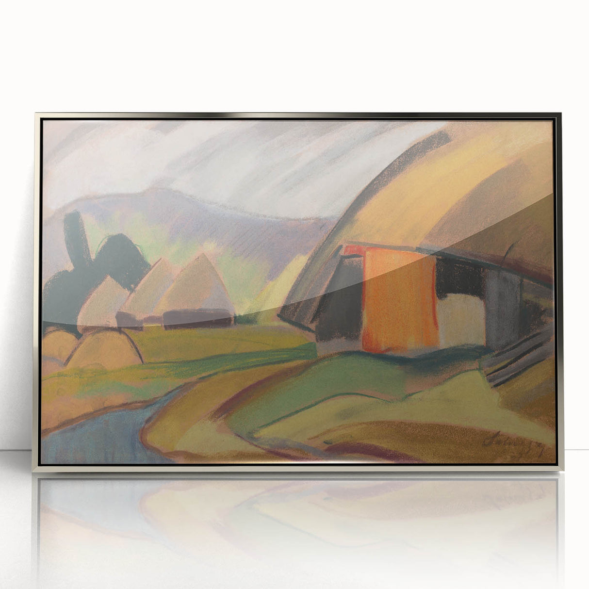 By the Village" Abstract Modern Art - Minimalist Wall Decor
