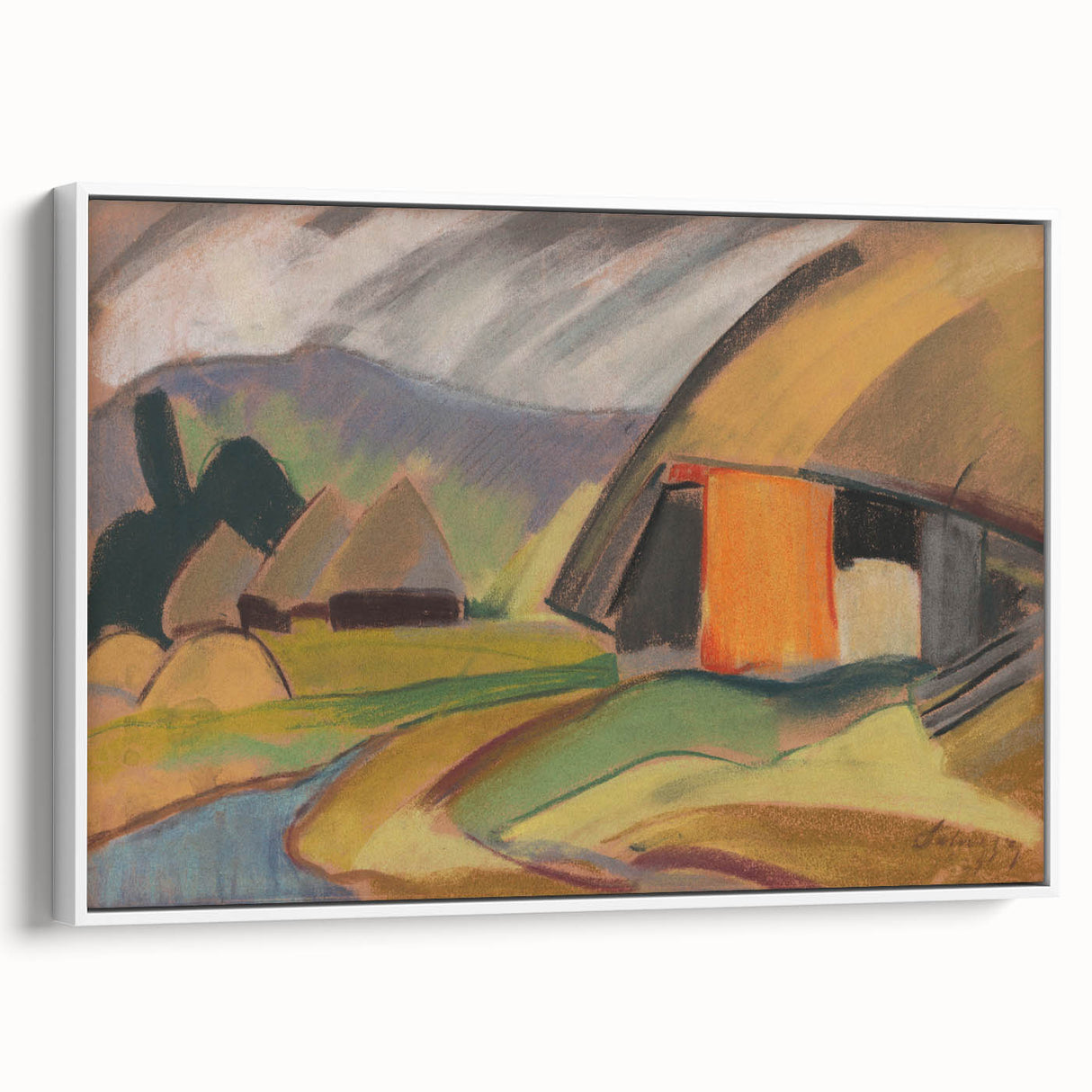 By the Village" Abstract Modern Art - Minimalist Wall Decor