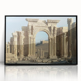 Framed acrylic artwork showcasing a stunning landscape with a castle, presented in a sleek black frame, ideal for home or office decor. Perfect for art lovers seeking elegance.