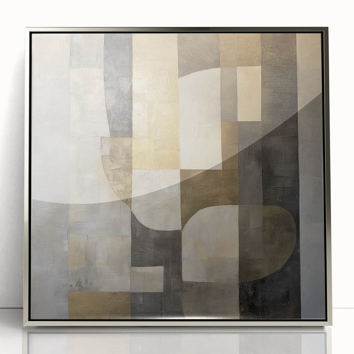 Modern Bedroom Wall Art – Gold and Gray Abstract Canvas Print