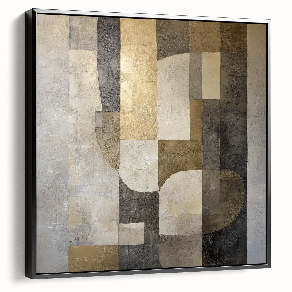 Modern Bedroom Wall Art – Gold and Gray Abstract Canvas Print