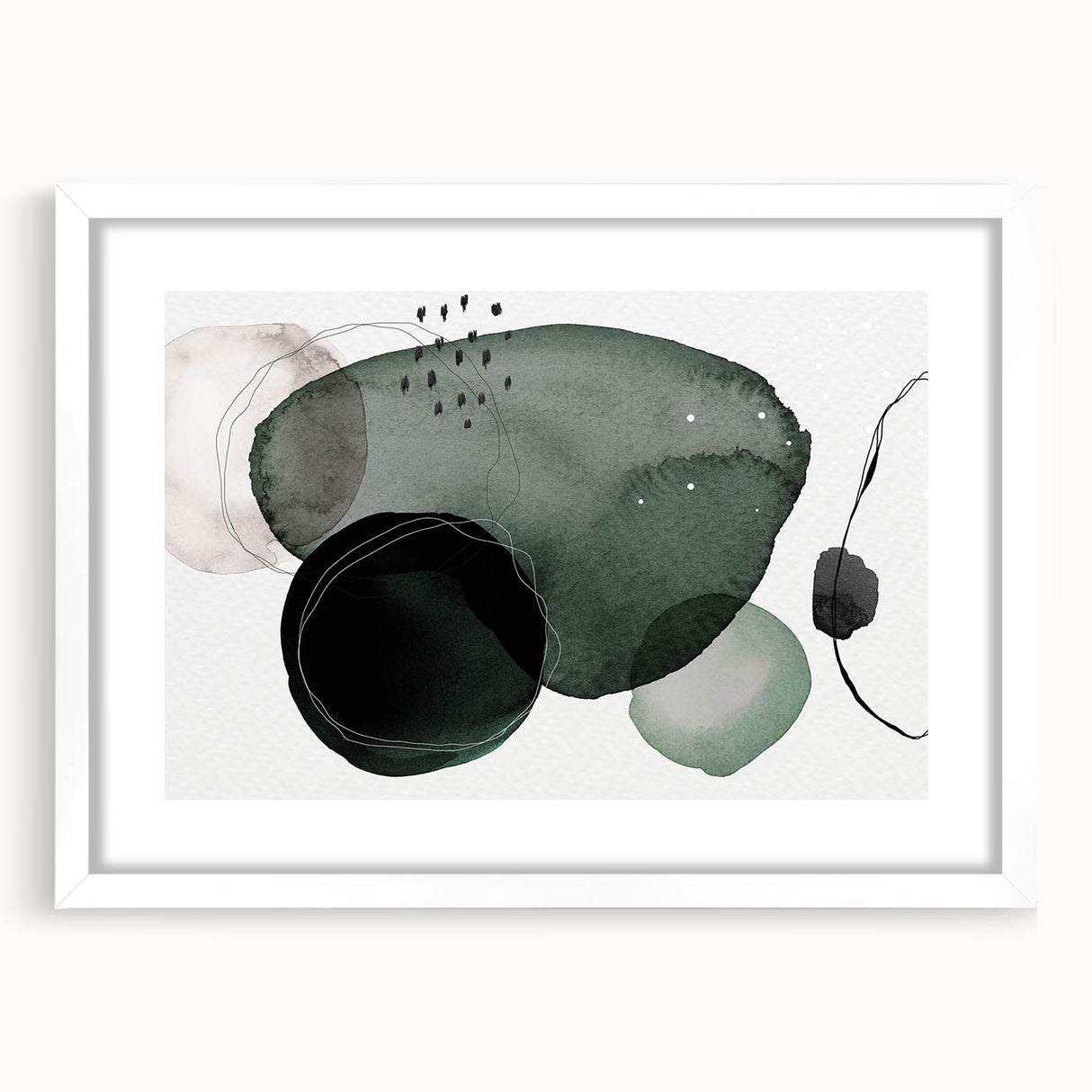 Contemporary Dining Art Pieces - Green Watercolor Abstract