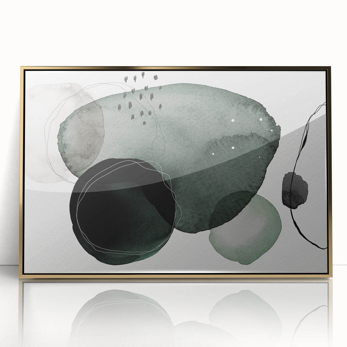 Contemporary Dining Art Pieces - Green Watercolor Abstract