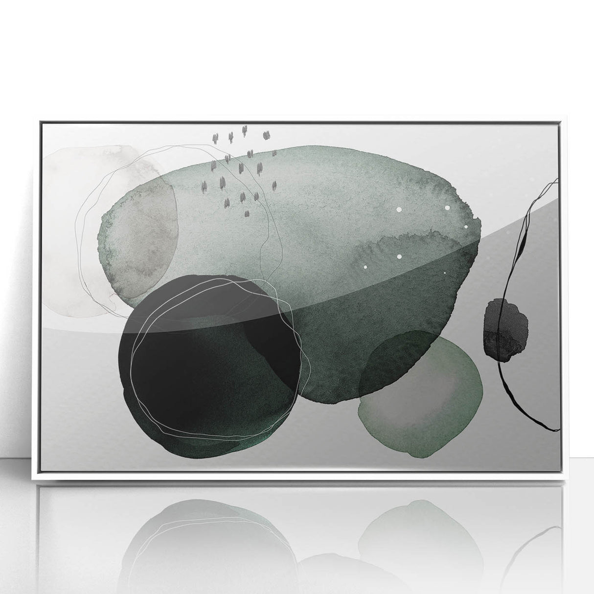 Contemporary Dining Art Pieces - Green Watercolor Abstract