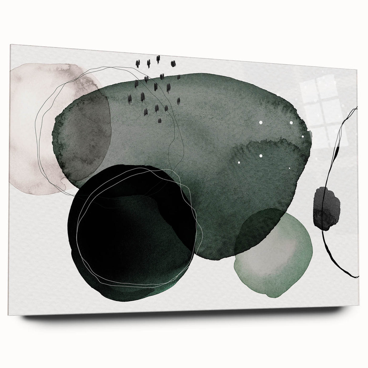 Contemporary Dining Art Pieces - Green Watercolor Abstract