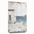 Abstract architecture wall art featuring a sleek side view in acrylic glass, showcasing vibrant colors and intricate geometric patterns, mounted with stylish pins.