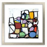 Abstract geometric silver frame showcasing a modern design, featuring clean lines and a sleek matte finish, ideal for contemporary home decor or gallery displays.