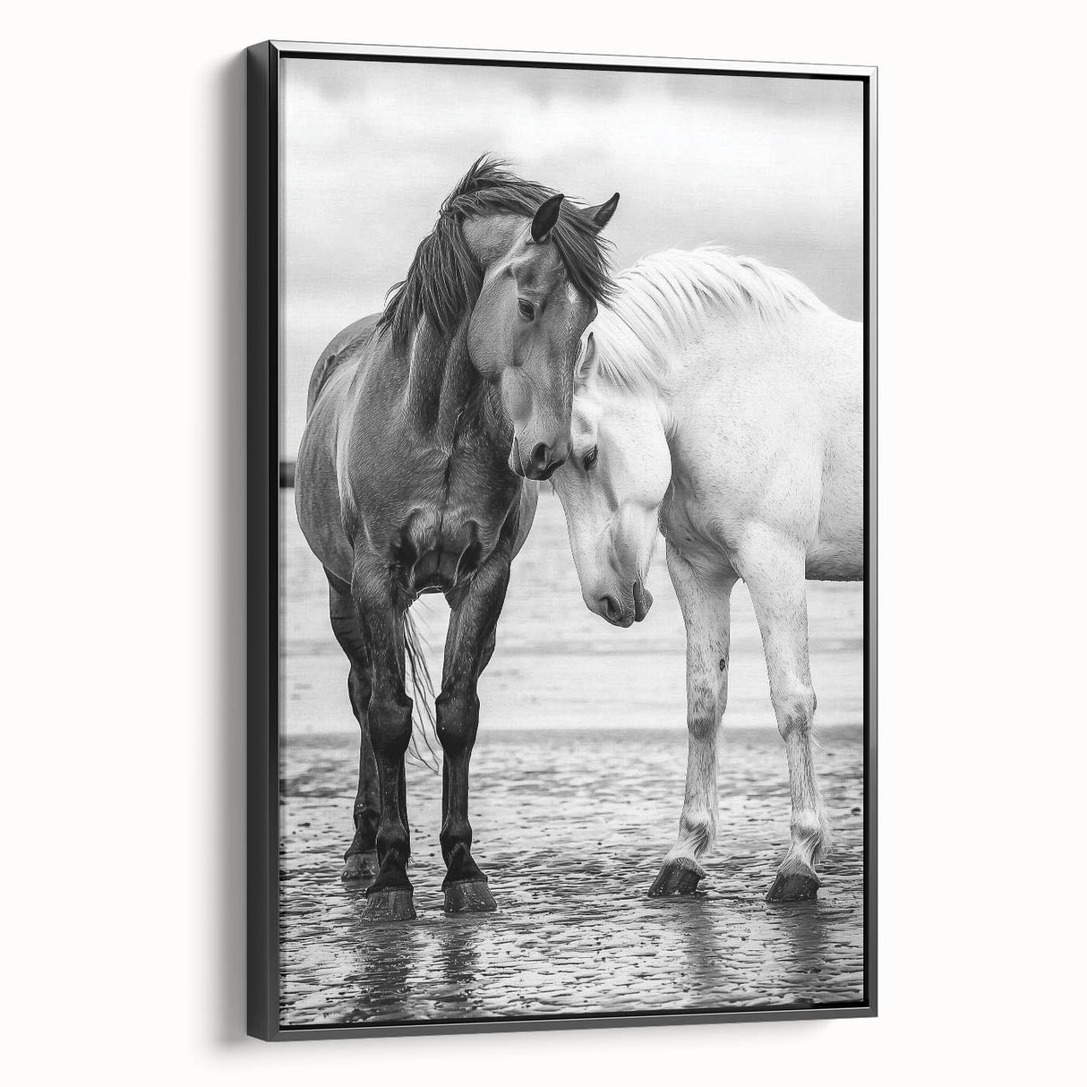 Framed canvas artwork showcasing a collection of 50 colorful animal designs in a black frame. Side view highlights the art's vibrant details and modern decor appeal.