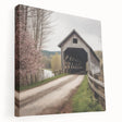 Side view of a covered bridge in muted earth tones on stretched canvas, suitable for kitchen wall art.