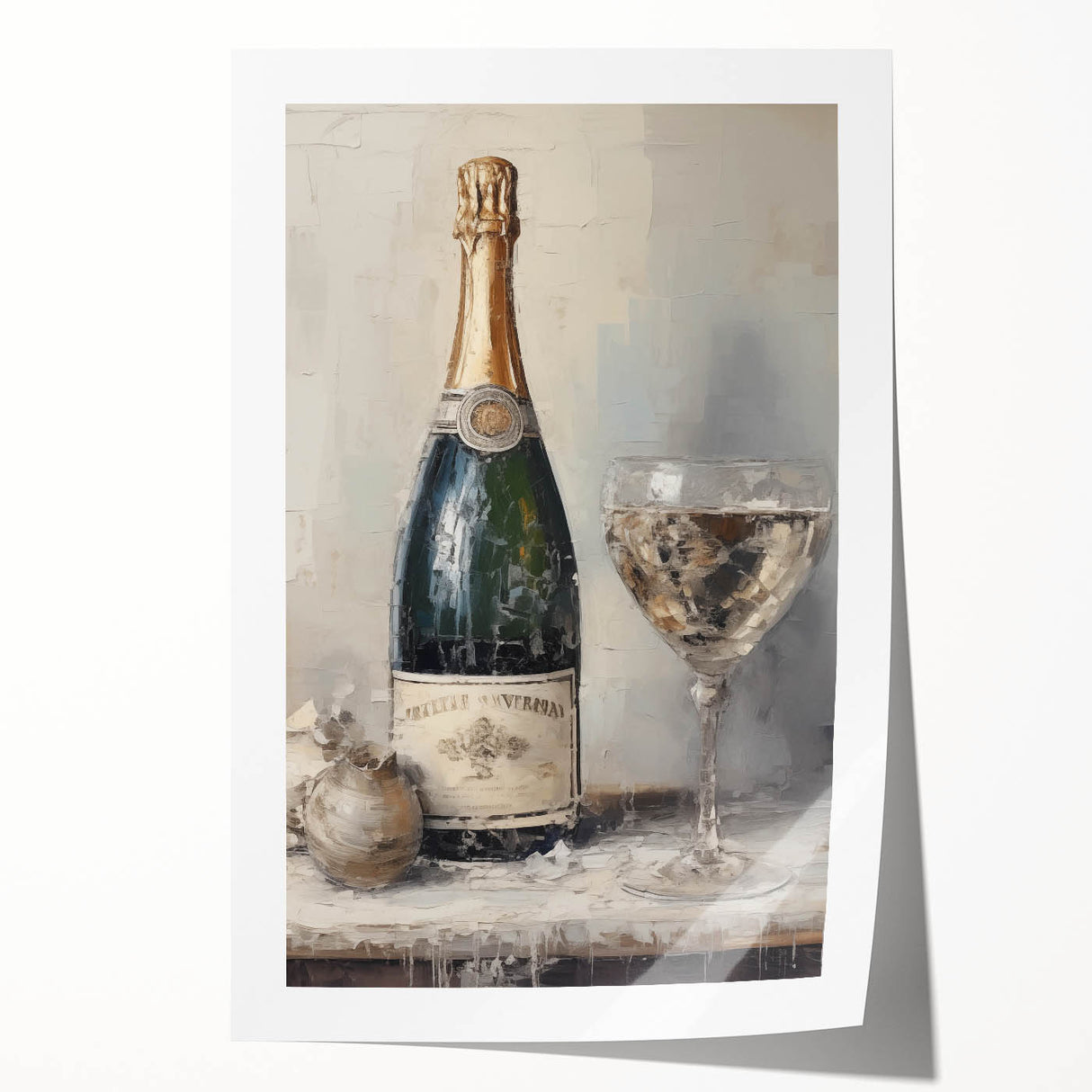 Elegant Holiday Champagne Celebration Wall Art - Christmas Art Prints