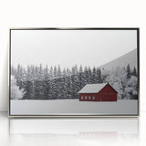 Landscape acrylic print featuring a barn scene framed in sleek silver, showcasing vibrant colors and intricate details, perfect for home decor or rustic themes.