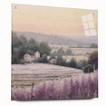 Landscape countryside wall art displayed in a side view, showcasing vibrant colors and detailed textures on acrylic glass, secured with decorative pins.
